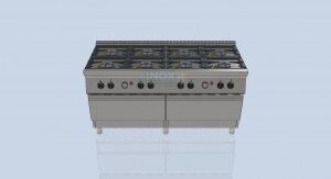 Печка с 8 газови котлона и 2 бр газови фурни - линия 70